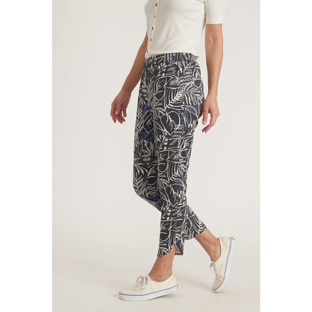 Marine Layer Allison Pant Pull On Tapered Leg Phantom White Foliage Print NWT S
